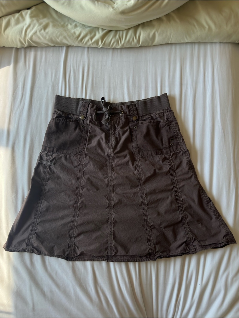 Vintage Y2K Brown A-Line Utility Cargo Skirt - Yessica